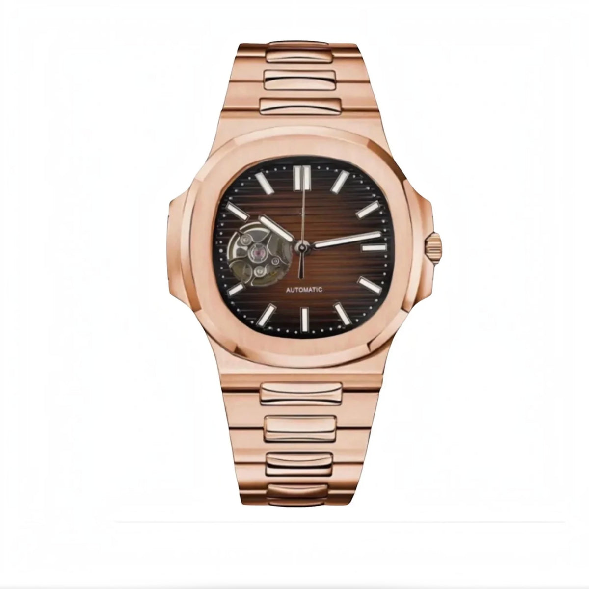 Nautilus Rose Gold & Brown Open Heart